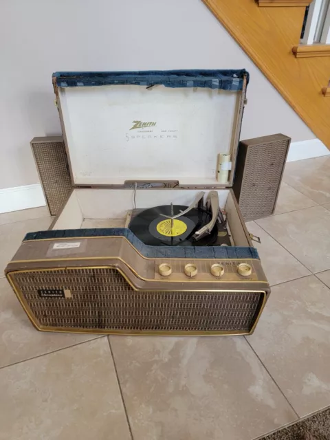 Zenith KPS-80L Mid Century Portable Stereophonic Record Player WORKS👍💪