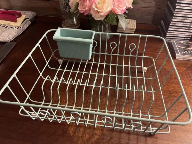 Rubbermaid Vintage Dish Rack Drainer Drying Wire Metal Tray Utensil Cup 2909