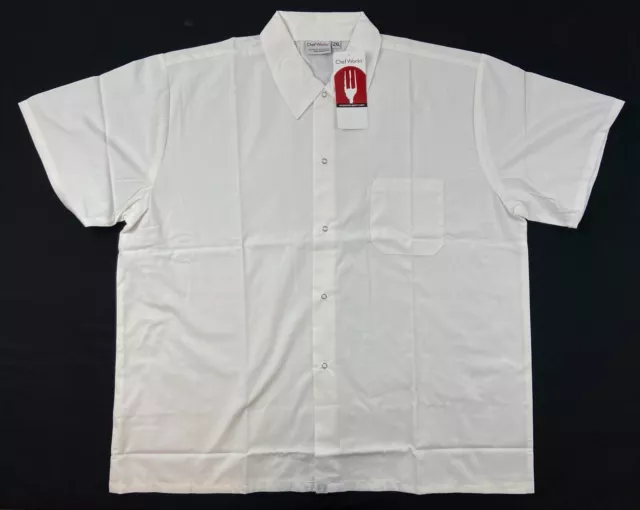 Chef Works Utility Shirt Short Sleeves Men's White Size 2X-Large SHYKWHT2XL