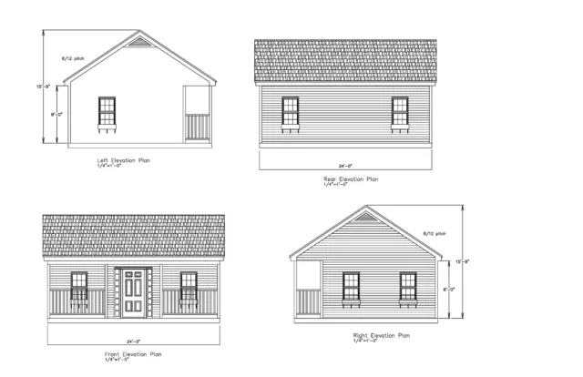 Small House Plan 20X24 24X24 Small House Ranch Gable Roof Plan # 1732 Sh