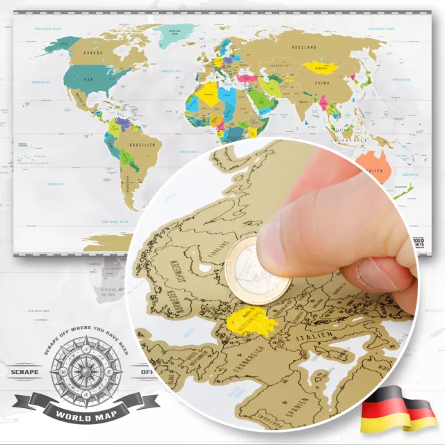 SALE: Weltkarte zum Rubbeln Scratch Off World Map Poster Rubbelkarte in XXL 2