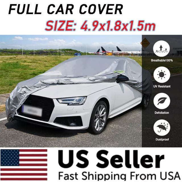 XL Full Car Cover Outdoor Waterproof Sun Snow Rain UV Heat Dust Resistant 190T