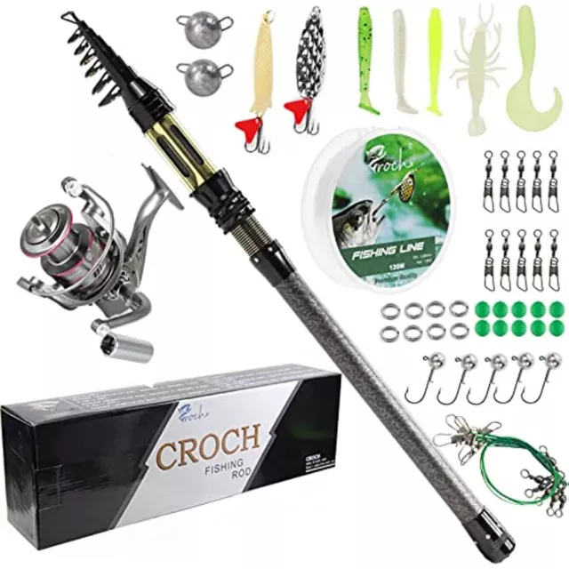 Telescopic Fishing Rod and Reel Combo Set with Fishing Line, Fishing Lures Kit