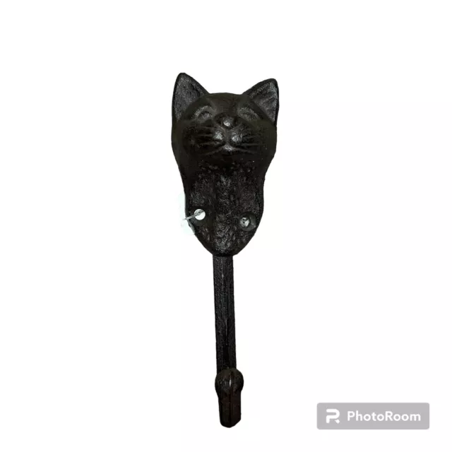 New Rustic Cast Iron Cat Head Wall Hook