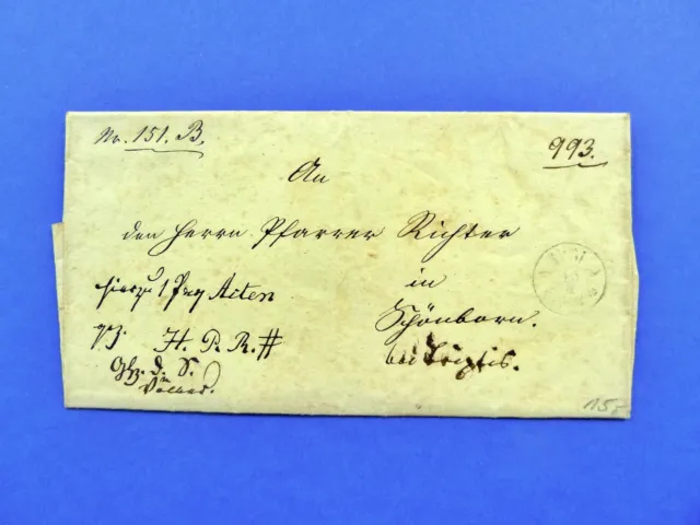 T&T-Paketbriefhülle 1862, Stpl. AUMA + TRIPTIS nach SCHÖNBORN - Siegel