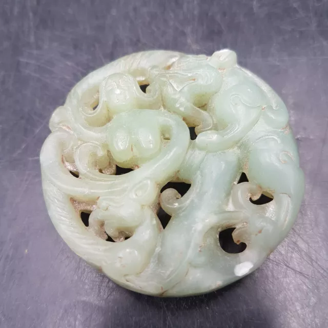 Jade Anhänger Amulett Glücksbringer aus hellgrüner Jade-China
