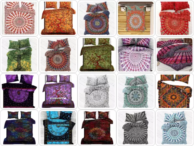 Bohemian Bettbezug Set Boho Mandala Bettwäsche aus indischer Baumwolle Doona