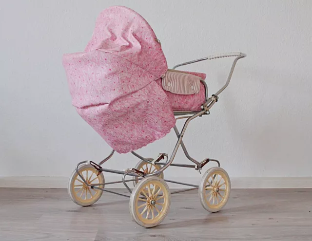 Zekiwa DDR Puppenwagen Pink Chrom Klappbar rosa Kinderwagen Spielzeug Kult