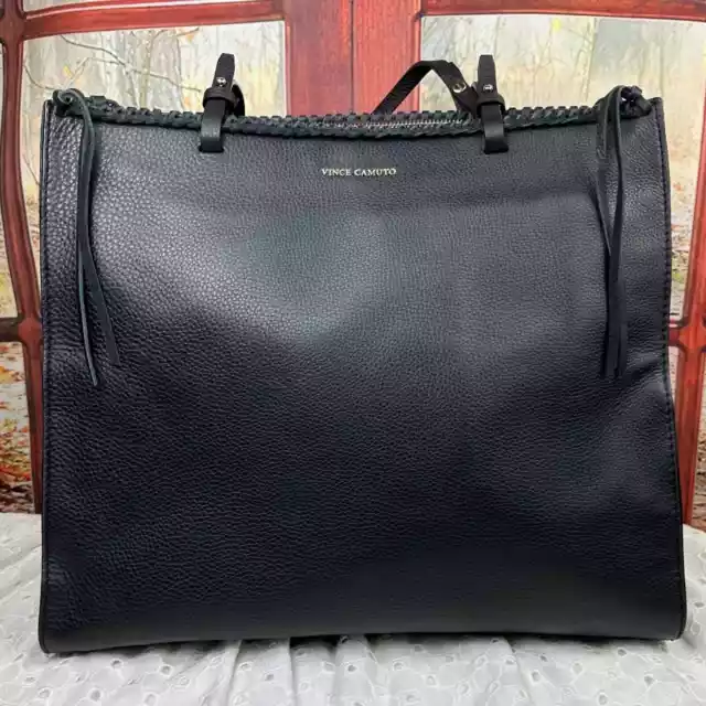 VINCE CAMUTO LITZY Black Leather Tote Bag $165.00 - PicClick