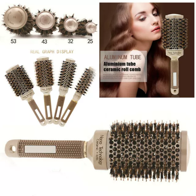 Professional Thermal Ceramic Ionic Round Barrel Hair Brush with Boar Bristle