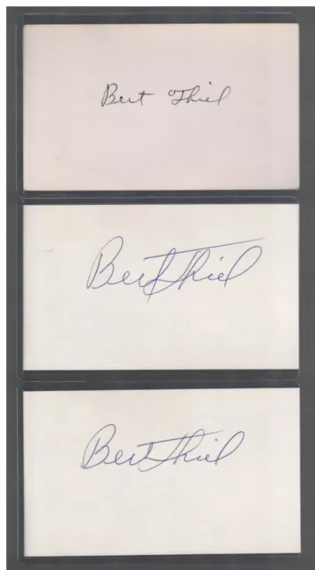 (3) Bert Thiel Index Card Signed 1952 Boston Braves Psa/Dna Certified