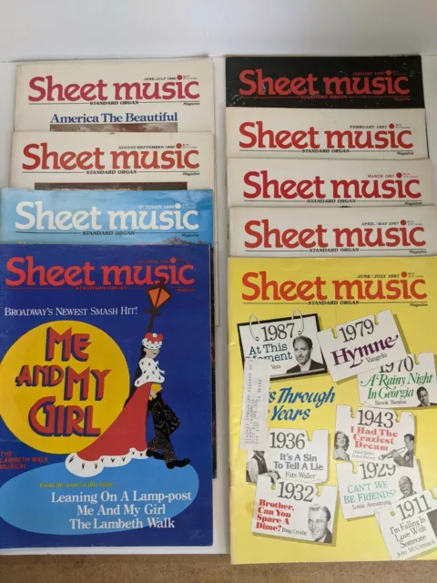 VTG Lot of 9 Sheet Music Magazine Standard Organ June 1986-July 1987 Various Art