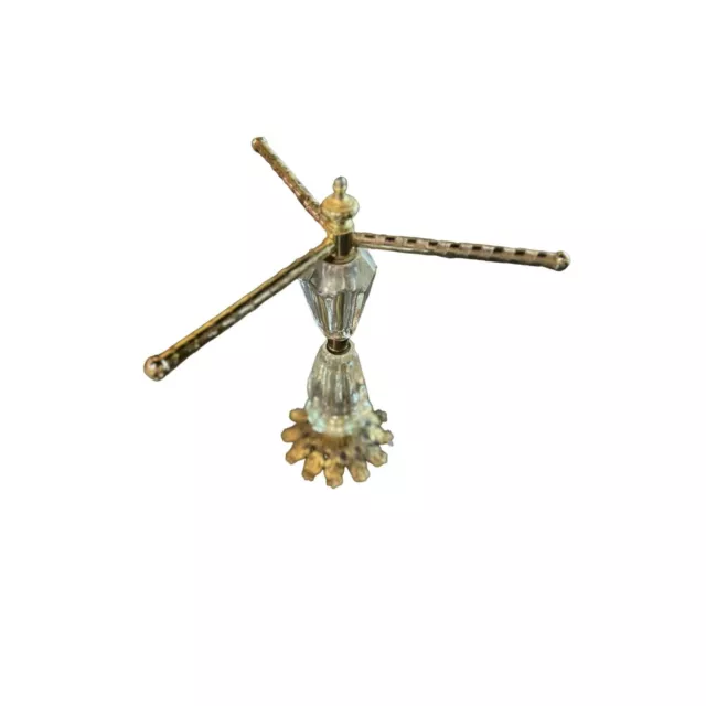 Vintage Hollywood Regency Bathroom Towel Holder w/ Brass & Glass Prisms