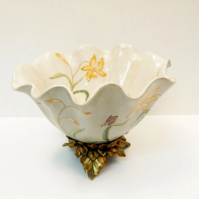 Central Flor Art Deco Estilo Art Nouveau Estilo Porcelana Bronce 2