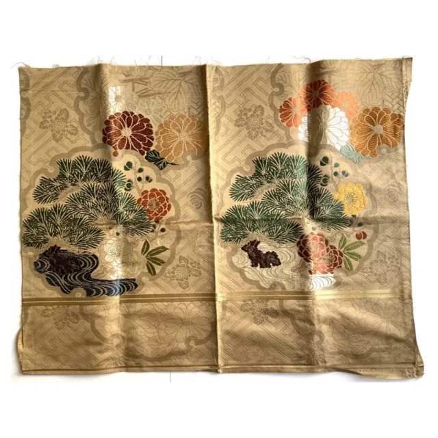 Antique Chinese FABRIC Panel Silk Brocade Textile Robe Kimono Obi Japanese ? Vtg