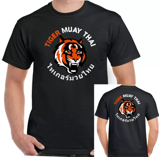 TIGER MUAY THAI T-SHIRT MMA UFC Martial Arts Phuket Thailand Training Top Gym