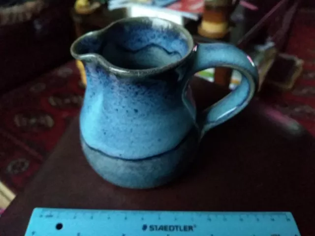 NEIL ALCOCK, Studio Pottery.Small Beautiful Blue Glazed Jug. 3.5" Tall.