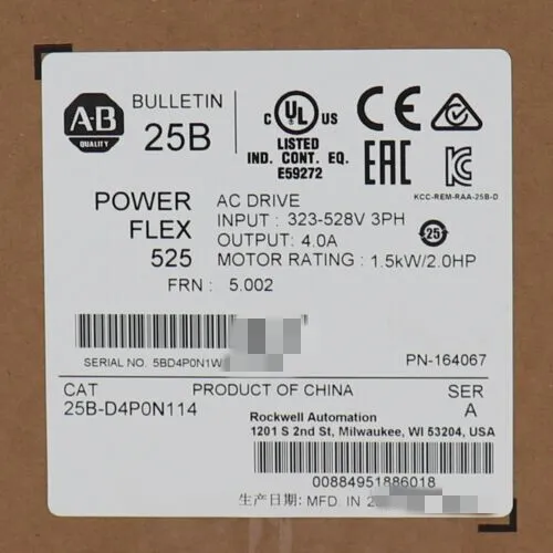 New Allen-Bradley 25B-D4P0N114 PowerFlex 525 1.5kW 2Hp AC Drive 25B-D4P0N114