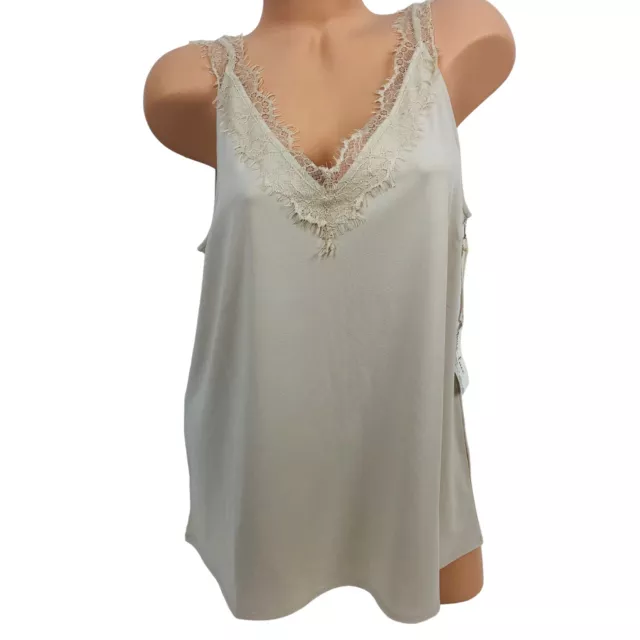 NWT Grace & Lace Nude Lace Cami Top Sleeveless Flowy Camisole Tank Top Size L