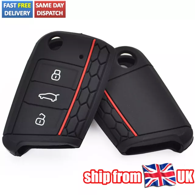 For VW Golf Tiguan Polo Skoda Karoq Seat Ateca Silicone Key Cover Fob Case Shell