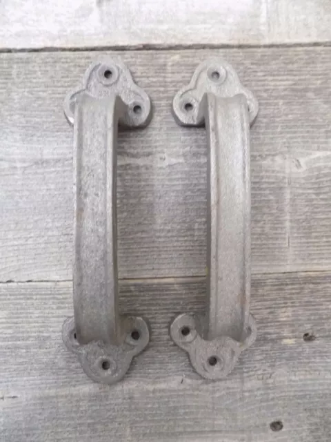 2 Barn Door Handles Cast Iron Hardware Pull Grasp Handle Shed Primitive Large