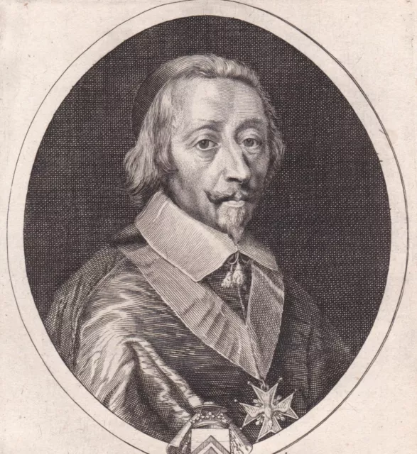 Portrait XVIIe Armand Jean du Plessis de Richelieu Duc De Fronsac Daret 1652