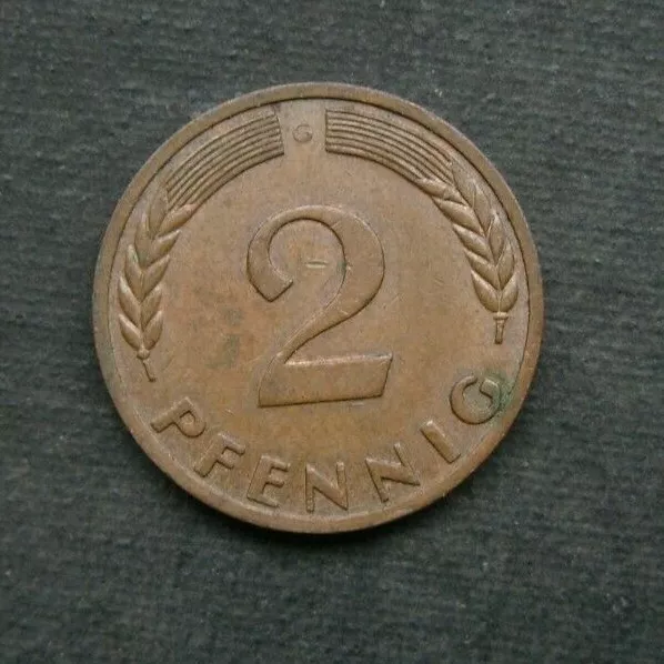 MZ) 2 Pfennig 1968 "G" BRD Deutschland Germany Nemezko Alemán D ++ MAGNETISCH ++