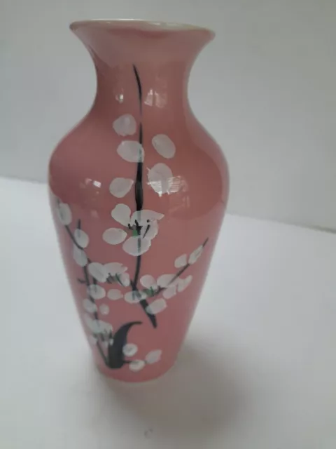 Ceramic pink stem or posy vase Sukara design floral