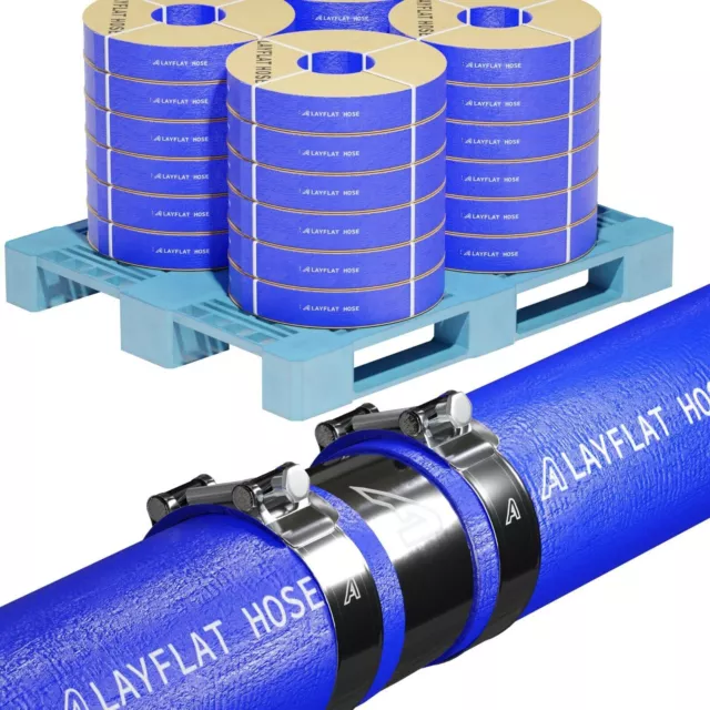 Blue Layflat Hose 100 Meter to 500 Meter Optional Joiners Irrigation Lay Flat