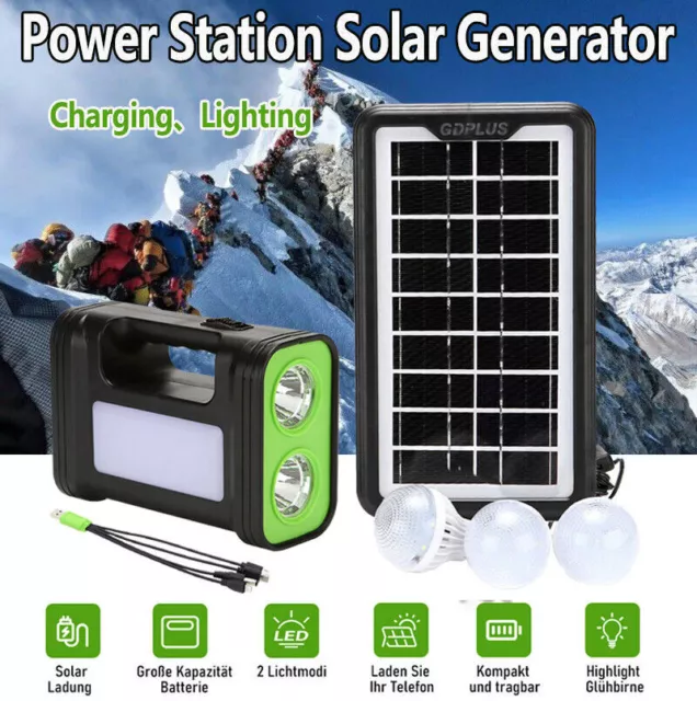 Estación de energía portátil generador solar panel solar cargador kit con lámpara de camping