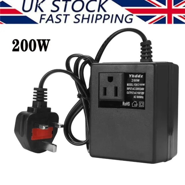 200W Step Down Power Voltage Converter Transformer 220V/240V to 110V/120V UK！