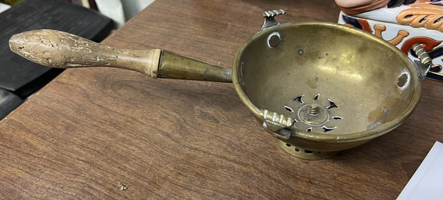 Vintage Brass with Wood Handle Incense Burner AS IS