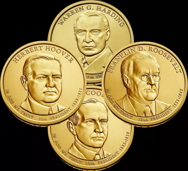 2014 Presidential Dollar COMPLETE 4 Coin full set Brilliant Uncirculated BU!