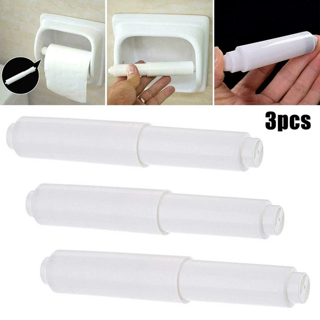 Asta Porta Carta Igienica Bianca | Mandrino A Molla In Plastica Di Ricambio | Universale Per Rotolo Standard | Accessorio Bagno Facile Installazione