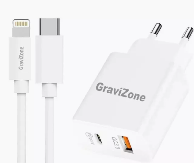 20W Schnellladegerät USBC Netzteil Ladekabel GraviZone Power Adapter Für iPhone