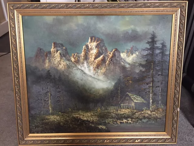 Vintage Original Landscape Oil on Canvas Painting Signed
