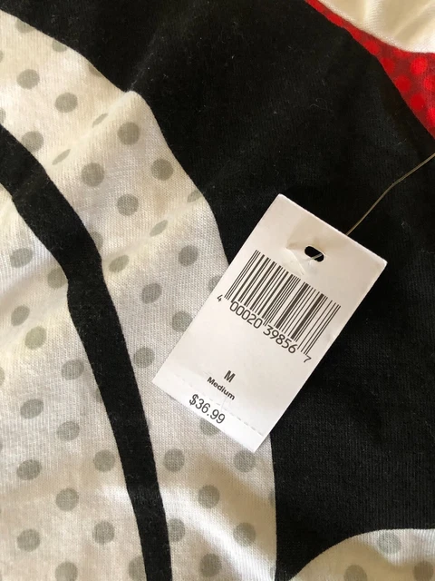 Disney Mickey Mouse T Shirt Ladies Medium White Dots NWT Oh Boy! Patch 5