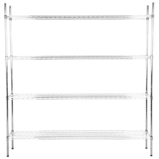 Heavy Duty 18" x 72" x 74" Silver Chrome Wire Storage Shelf Rack Kit Commercial