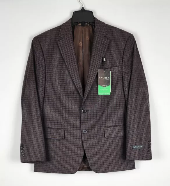 Lauren Ralph Lauren Classic-Fit Ultraflex Sport Coat Brown/Navy Check 38R NWT