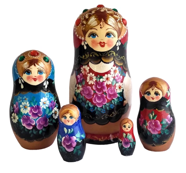 Poupées Russes Matriochka Peintes à La Main – Avec Poulet Gourich – Russie – NEUVES