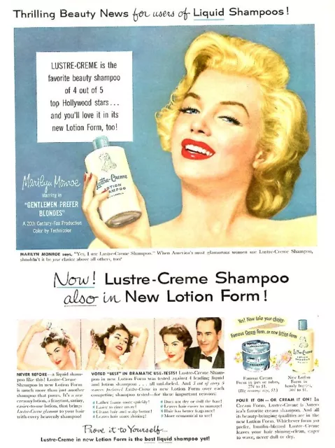 Lustre Creme Shampoo VINTAGE 1953 Magazine Ad/Movie Poster, Marilyn Monroe