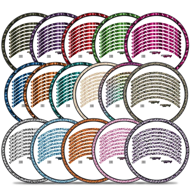 Kit Stickers Jantes VTT Camouflage Rouge Brillant - 27-29 Pouces, 16 Pièces, Allemand