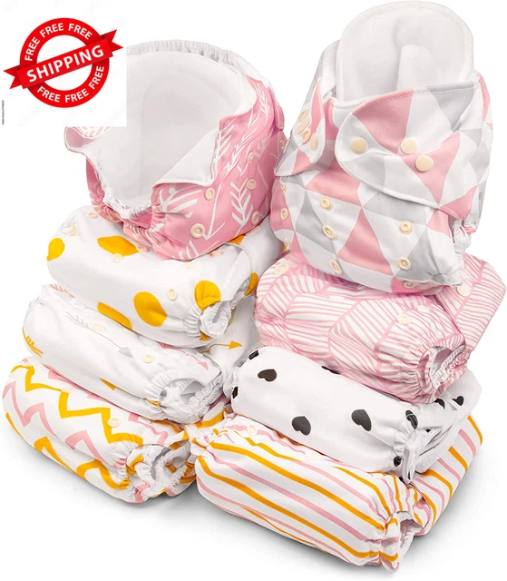 Adjustable Cloth Diapers for Boys and Girls – 8 Reusable Cloth Diapers for Babie