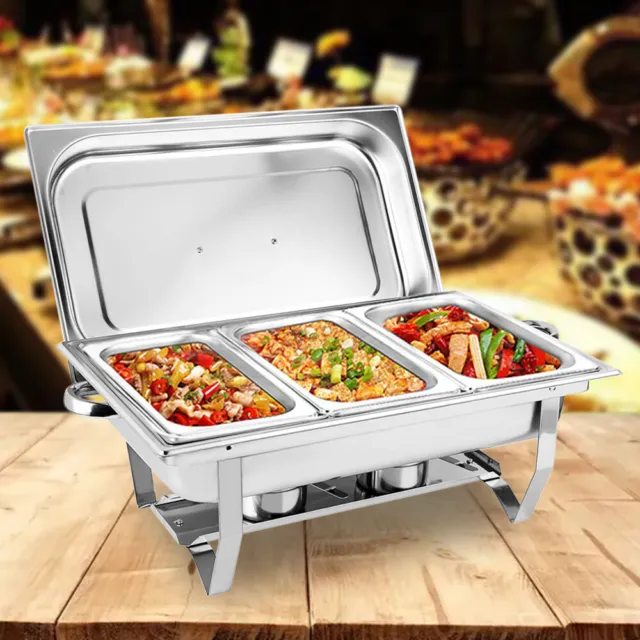 9 Liter Buffet Chauffe Plat Acier Inox Chafing Dish nourriture Plateau chauffant