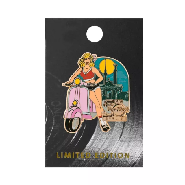 Hard Rock Cafe Official 50th Anniversary Pin Badge Scooter Girl Berlin