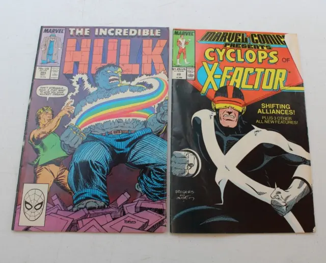 2 Comic Books - Marvel Cyclops of X-Factor 1989 / The Incredible Hulk 1989