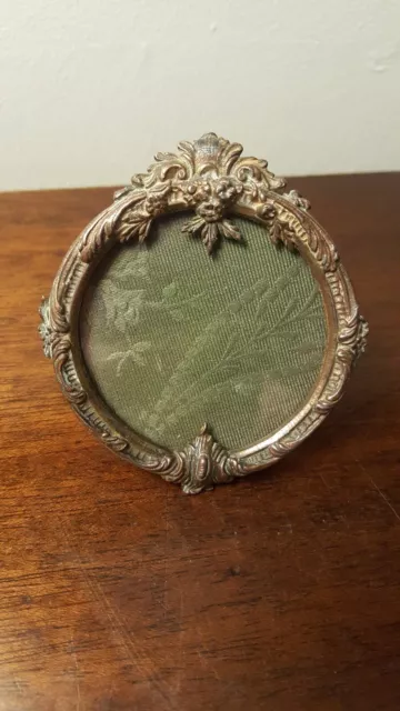 Antique Brass / Bronze Decorative Round  French Brass Easel Backed Photo Frame.