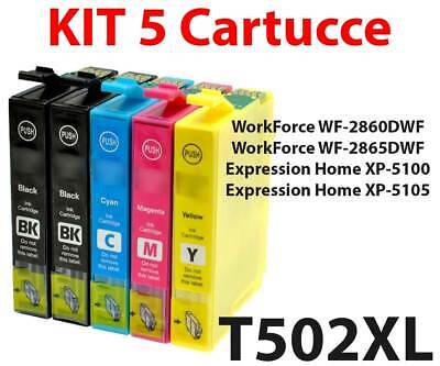 KIT 5 Cartucce T502XL Compatibili Epson XP-5100 XP-5105 WF-2860DWF WF-2865DWF