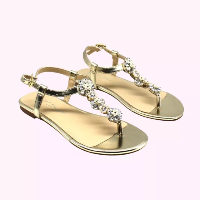 Betsey Johnson Sandals| Alta T-Strap Flat Sandals| Women's Shoes| MSRP $99