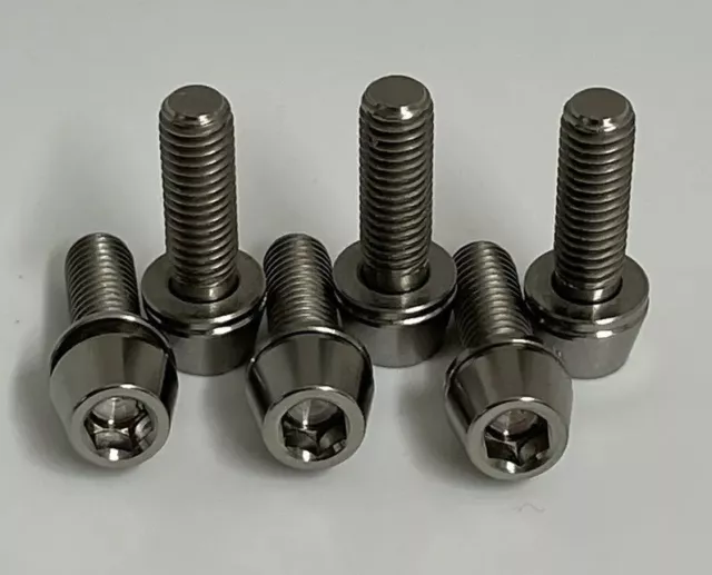 6pcs Titanium Grade 5 M5x16mm Tapered Head Allen Bolts with Washers. UK Stock